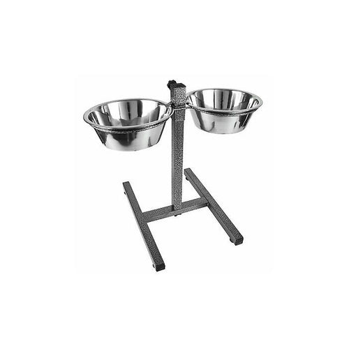 🐾 Adjustable pet bowl stand with stainless steel bowls