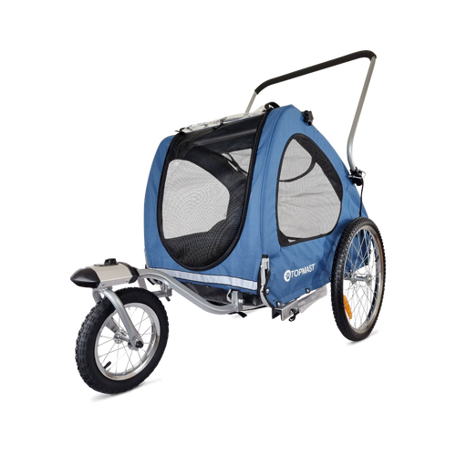 Topmast Streamline Dog Bike Trailer - Blue - Jogging Function & Swivel Wheel