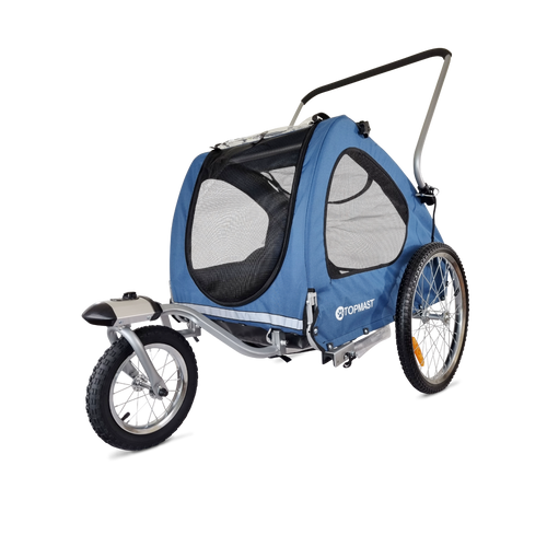 Topmast Streamline Dog Bike Trailer - Blue - Jogging Function & Swivel Wheel