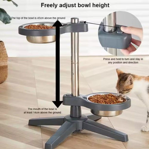 🐾 Topmast Adjustable Pet Bowl Stand with 2 Stainless Steel Bowls