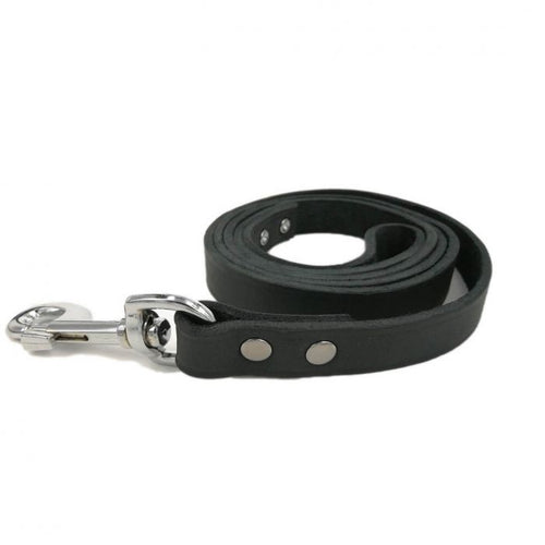 🦮 Laisse ou collier en cuir gras noir - Topmast