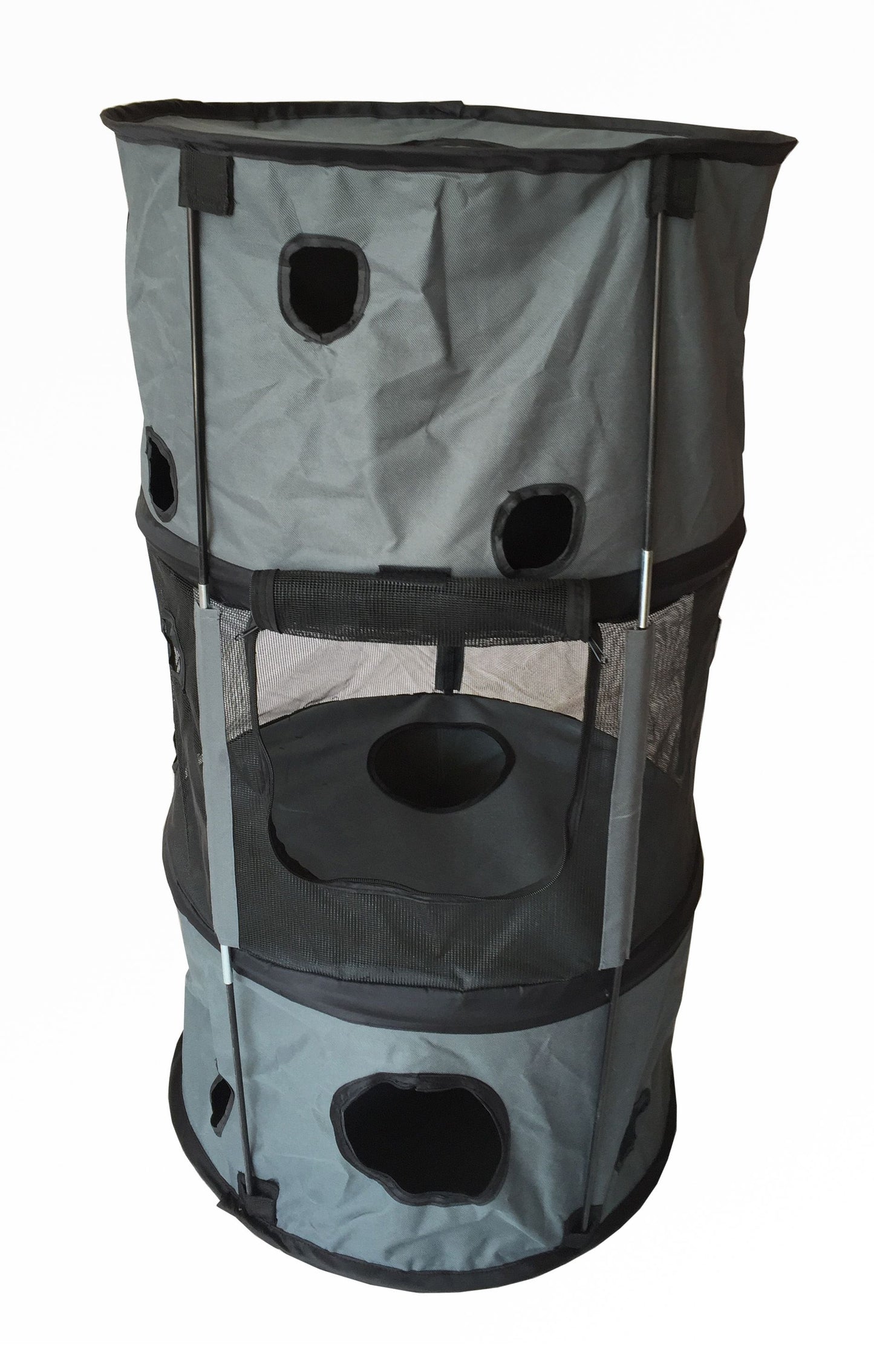 Speeltunnel Cat Life | Kattenleeftunnel Nylon - 55 x 55 x 100 CM - Antraciet