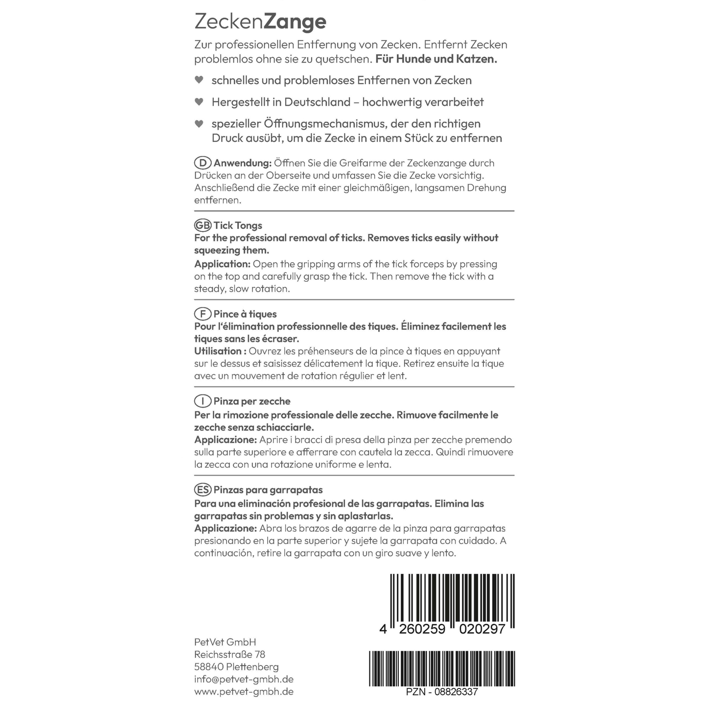Pince à tiques PHA 1 pièce Kauartikel.com GmbH
