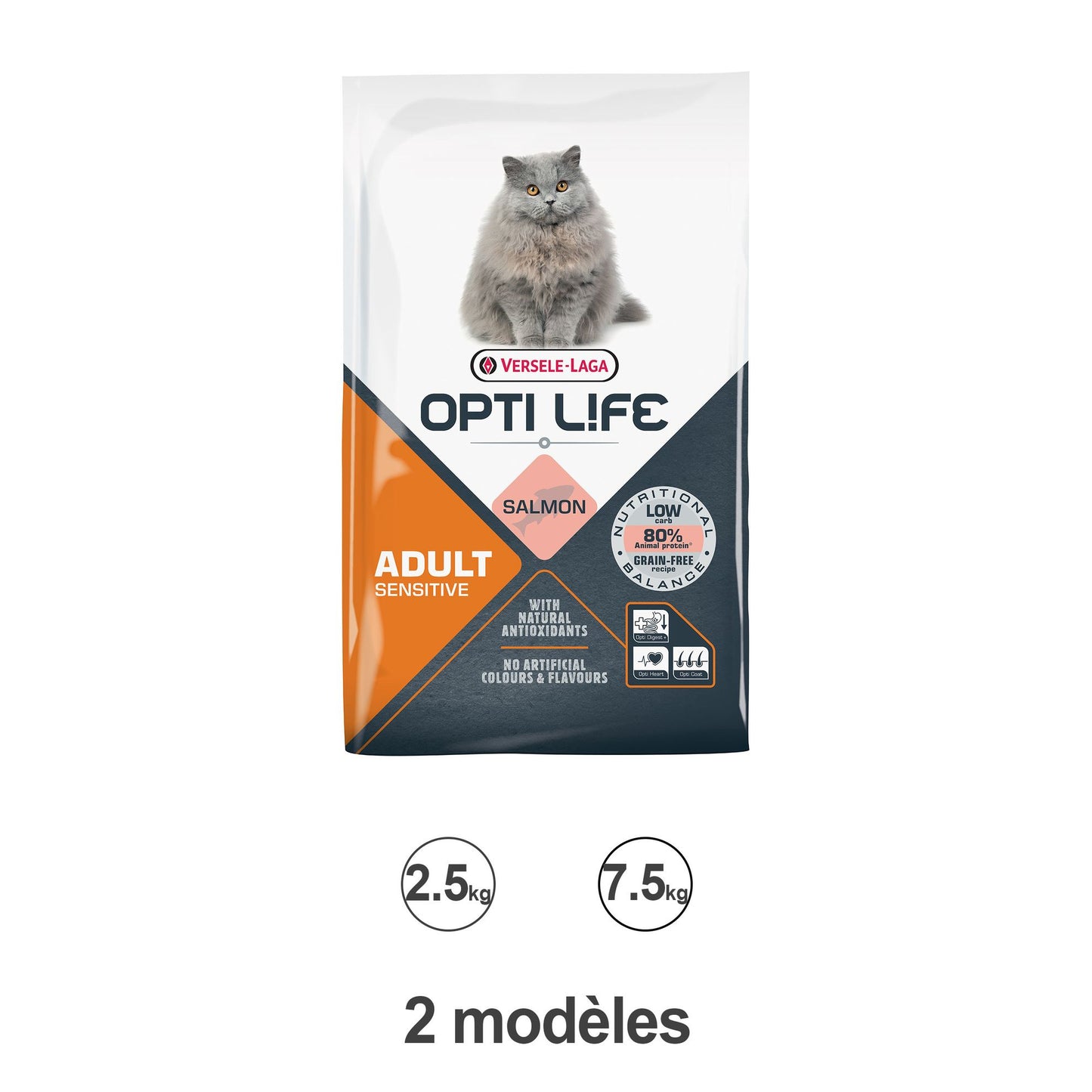 Croquettes Opti Life Chat Adulte Sensitive au saumon 2,5 kg