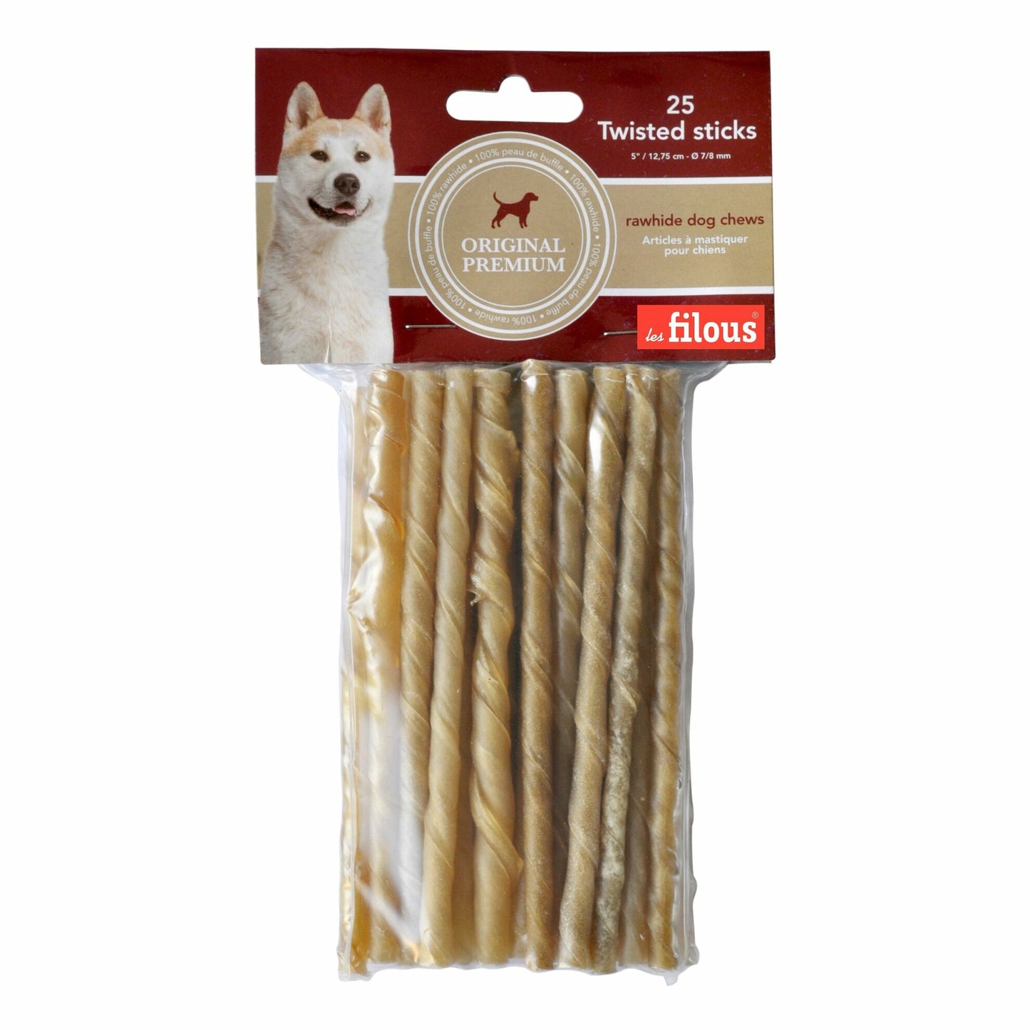 25 bâtonnets torsadés épais Les Filous pour chien