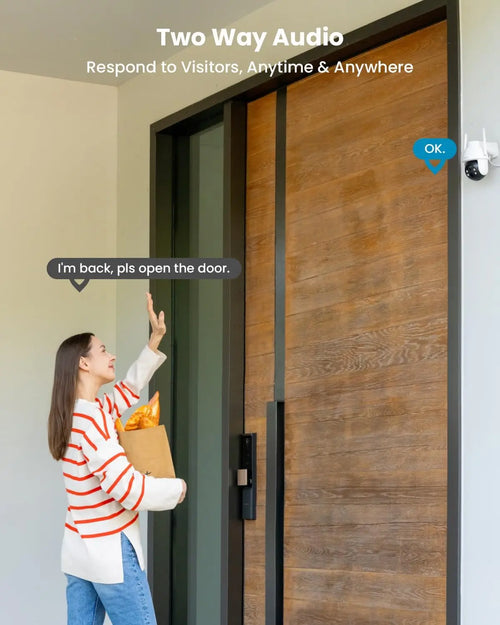 Caméra de surveillance solaire ieGeek 2K Wi-Fi 360°