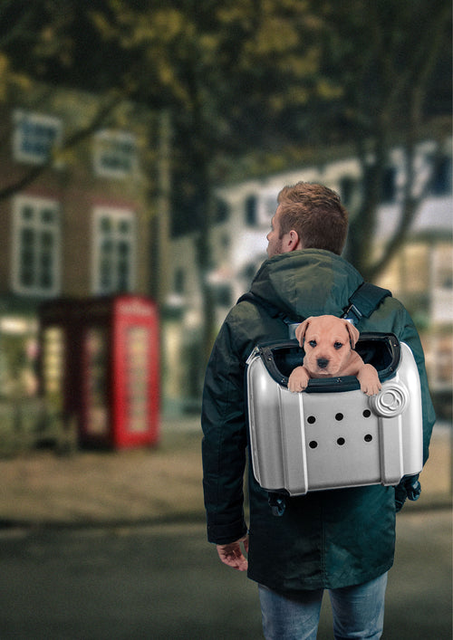 Valise trolley transport chien/chat London – roulettes + sac à dos (40 cm)