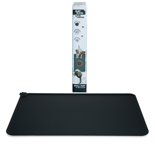 Eat Slow Live Longer – Tapis anti-débordement gris M 38 × 54 cm