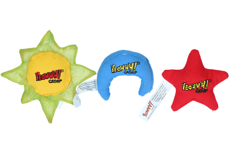 Yeowww! – Spielzeug Sonne, Mond und Stern mit ultra-starker Katzenminze (3er-Pack)
