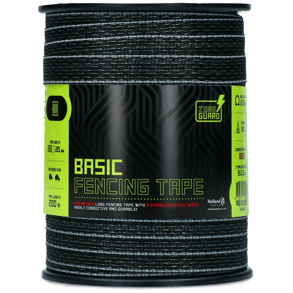 ZoneGuard 20 mm Basic fencing tape black 200 m