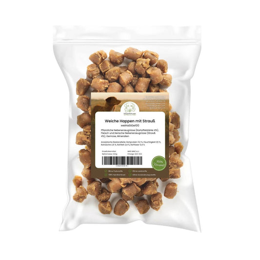 Friandises molles à l'autruche et volaille pour chiens 1000gr