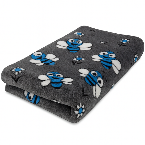Tapis Vet Bed Abeilles Anthracite Bleu - Antidérapant pour Chien