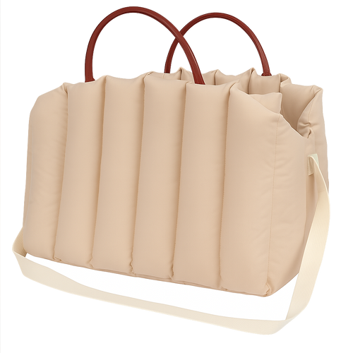 Topmast Beige Glossy Carrier Bag 45 cm - Cozy Comfort for Small Dogs