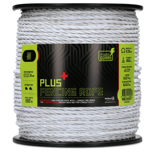 Electric fence rope ZoneGuard Rope Plus Turbo Conductive 200 m