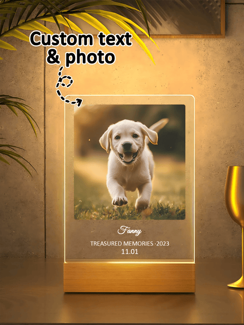 Custom Pet Memorial Nightlight, custom pet Name and date tag, Pet Photo with text Light, Pet Memorial Stand, Pet Gift, Lost Cat