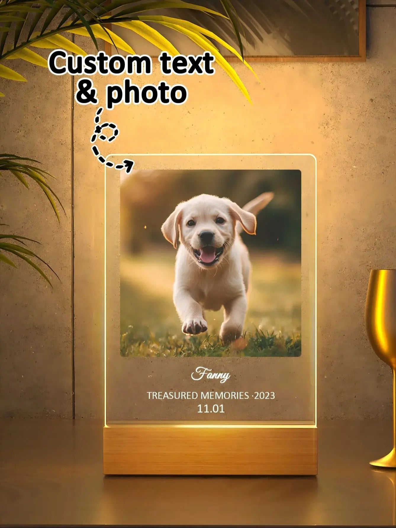 Custom Pet Memorial Nightlight, custom pet Name and date tag, Pet Photo with text Light, Pet Memorial Stand, Pet Gift, Lost Cat - Trufféo