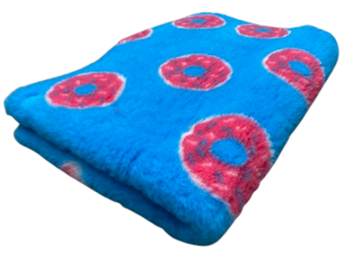 Vetbed bleu turquoise à motifs donuts