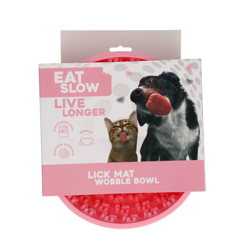 Pink rocking dog lick bowl - Eat slowly, live longer