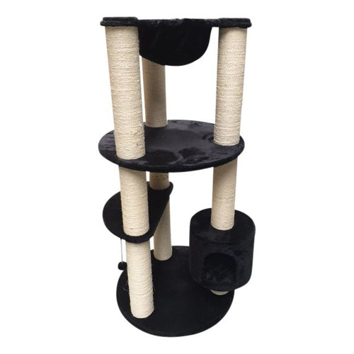 Arbre à chat XXL robuste Topmast Alexandra – spécial chats lourds (146 cm, noir) 70x70x146 cm