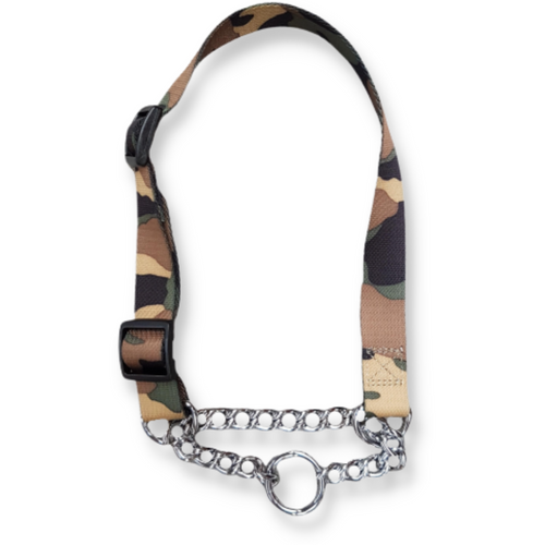Collier Nylon Camouflage - Avec Chaîne de Sécurité