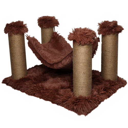 Fluffy Topmast Maui Long Fur Scratching Post - Brown