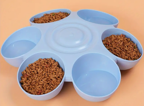 Puppybar - Gamelle Multiple 6 Chiots - Plastique Robuste - Bleu