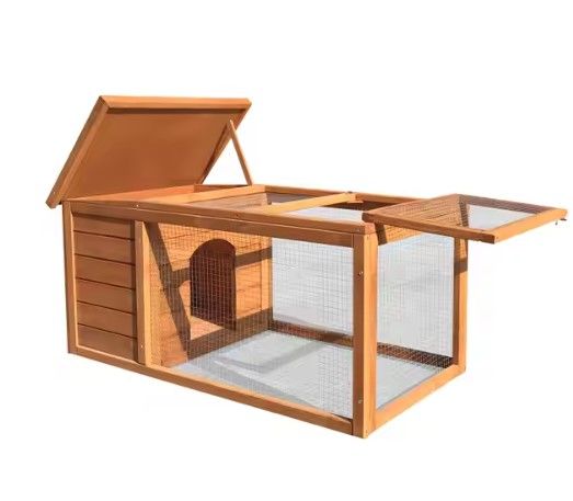 Topmast Konijnenhok Caviahok hout met uitloopren 100 x 55 x 48 cm