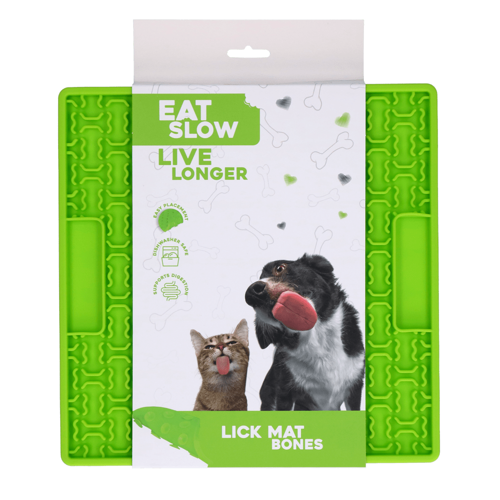 Tapis de léchage Eat Slow Live Longer — Motif Os, 21 x 21 cm - La Meute Trufféo