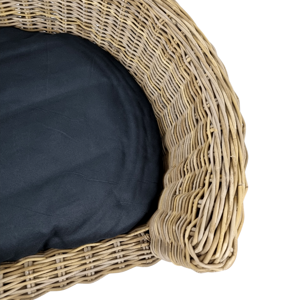 Topmast Palermo - Rieten Dierenmand met Kussen - Zwart - 68 x 57 x 33 cm