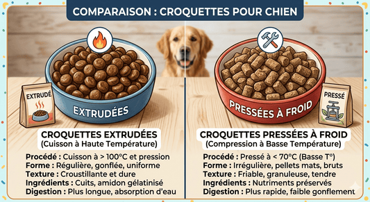 Croquettes pressées ou extrudées : quelles différences pour l’alimentation de votre chien ? - Trufféo