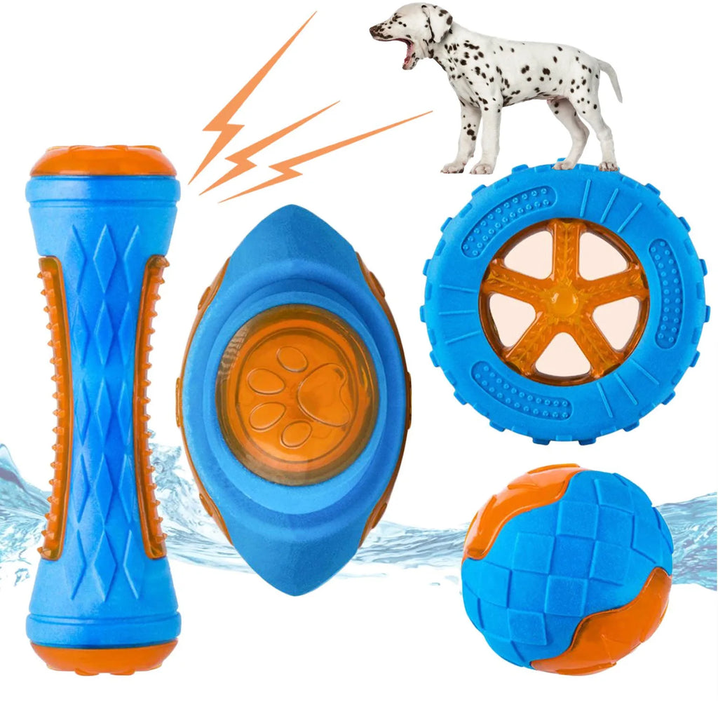 Dog Chew Toys Ball Interactive Pool Play Floating Bite Resistant Squeaky Rubbe Fidget Toy Supplies Product for Small Large Dogs