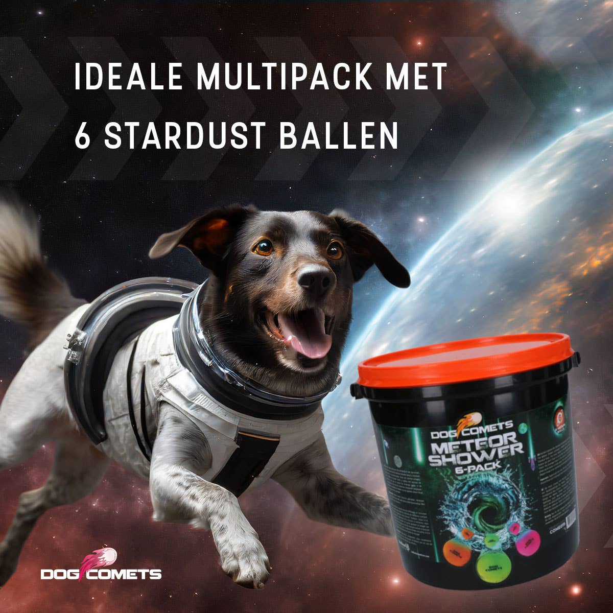 ☄️ Pluie de Météores Dog Comets – 6 Balles + Seau de Nettoyage Hofman Animal Care