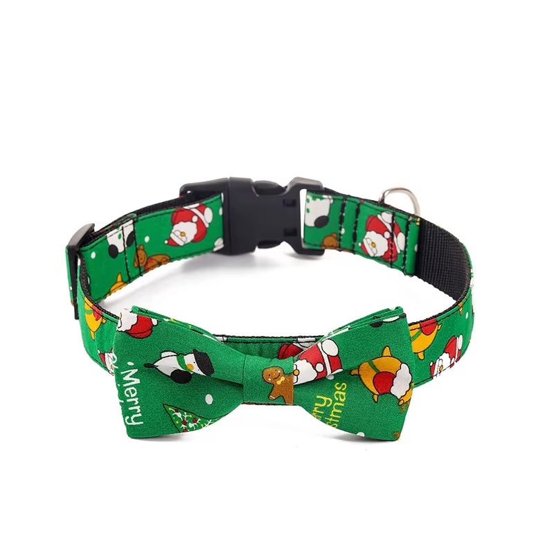 Removable Bow Tie Dog Collar Christmas Durable Adjustable Buckle Pet Collar Suitable for Small Medium Large Dogs Cats