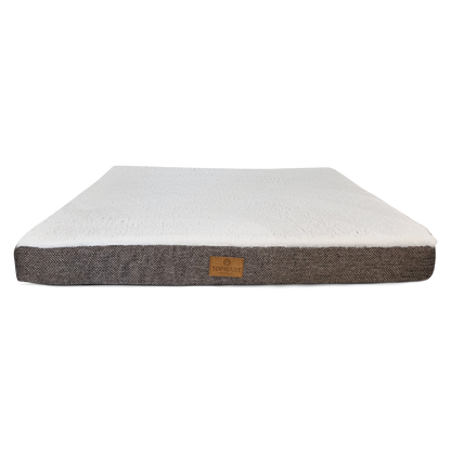 Topmast Hondenmatras - Furfleece Blokkussen - Herringbone - Large - Bruin Beige - 90 x 70 x 10 cm