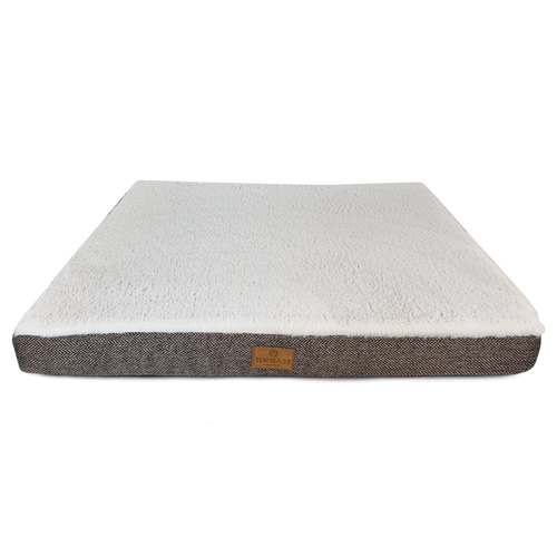 Coussin chien épais – Confort moelleux & chaleur (10 cm) - Large 90x70 cm - Beige Marron
