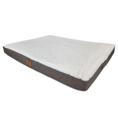 Coussin chien épais – Confort moelleux & chaleur (10 cm) - Large 90x70 cm - Beige Marron