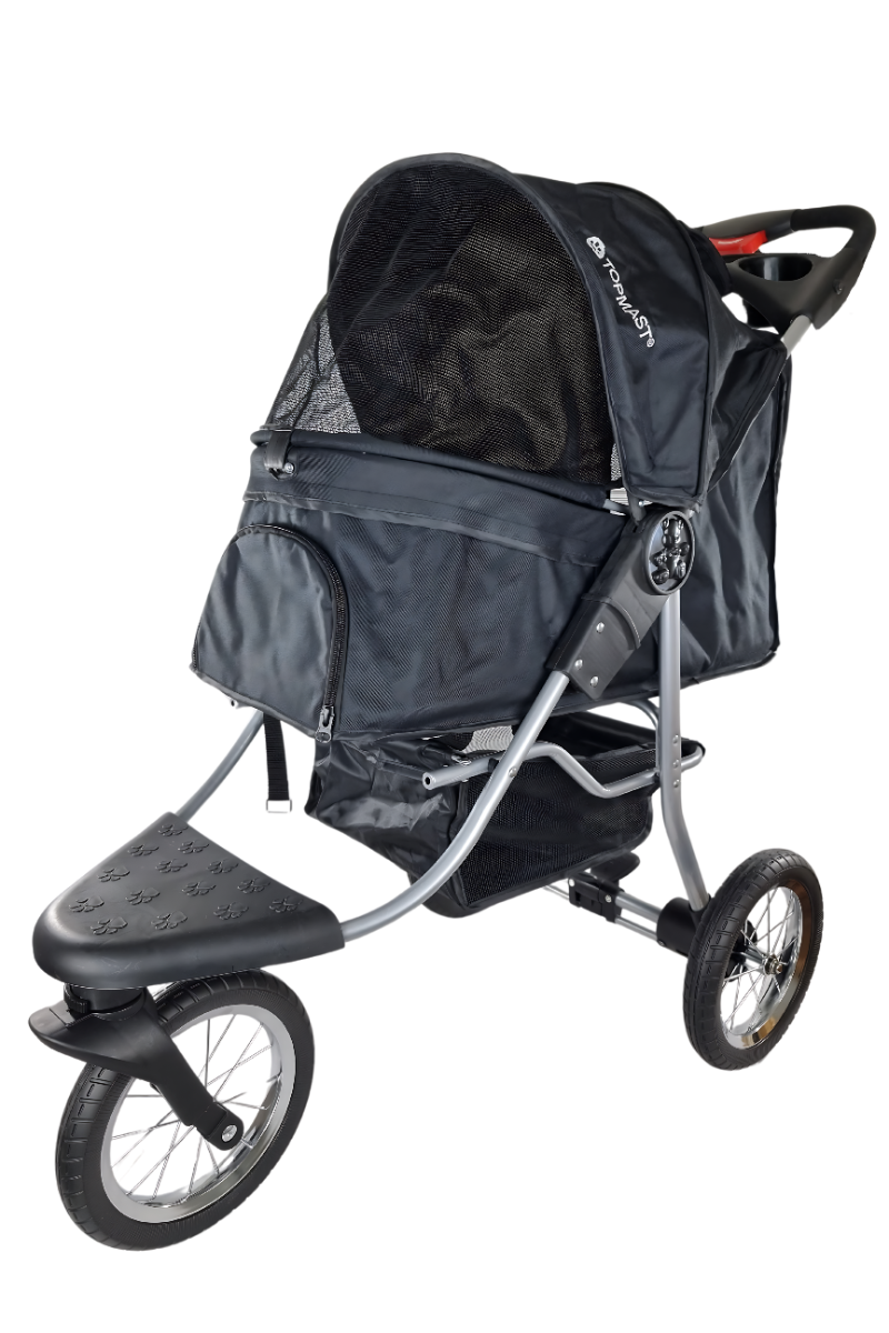 Topmast Hondenbuggy Allround All Terrain - 3 Wielen - Zwart