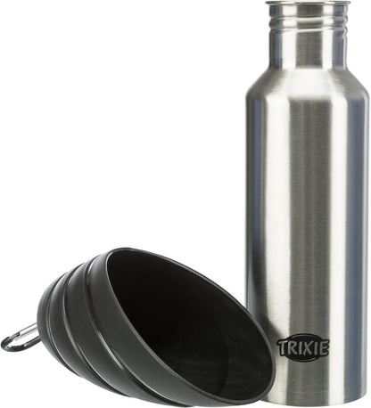 Trixie RVS Fles met Drinkbak 750ml