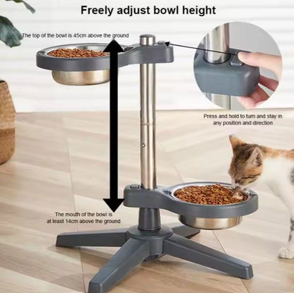 🐾 Support de Gamelles Réglable Topmast avec 2 Bols en Inox