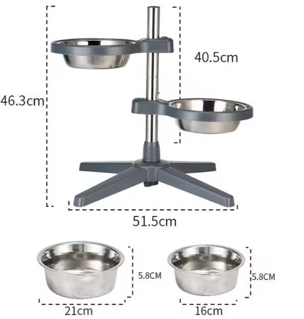 🐾 Support de Gamelles Réglable Topmast avec 2 Bols en Inox