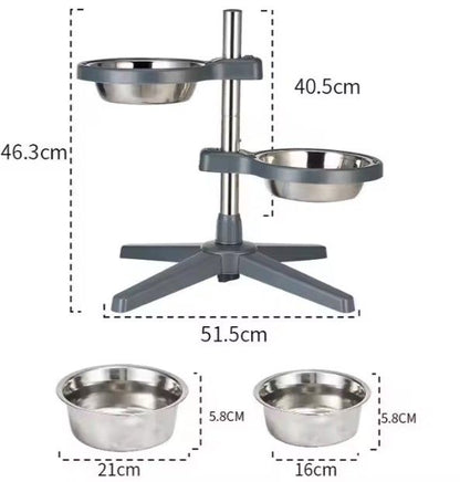 🐾 Support de Gamelles Réglable Topmast avec 2 Bols en Inox