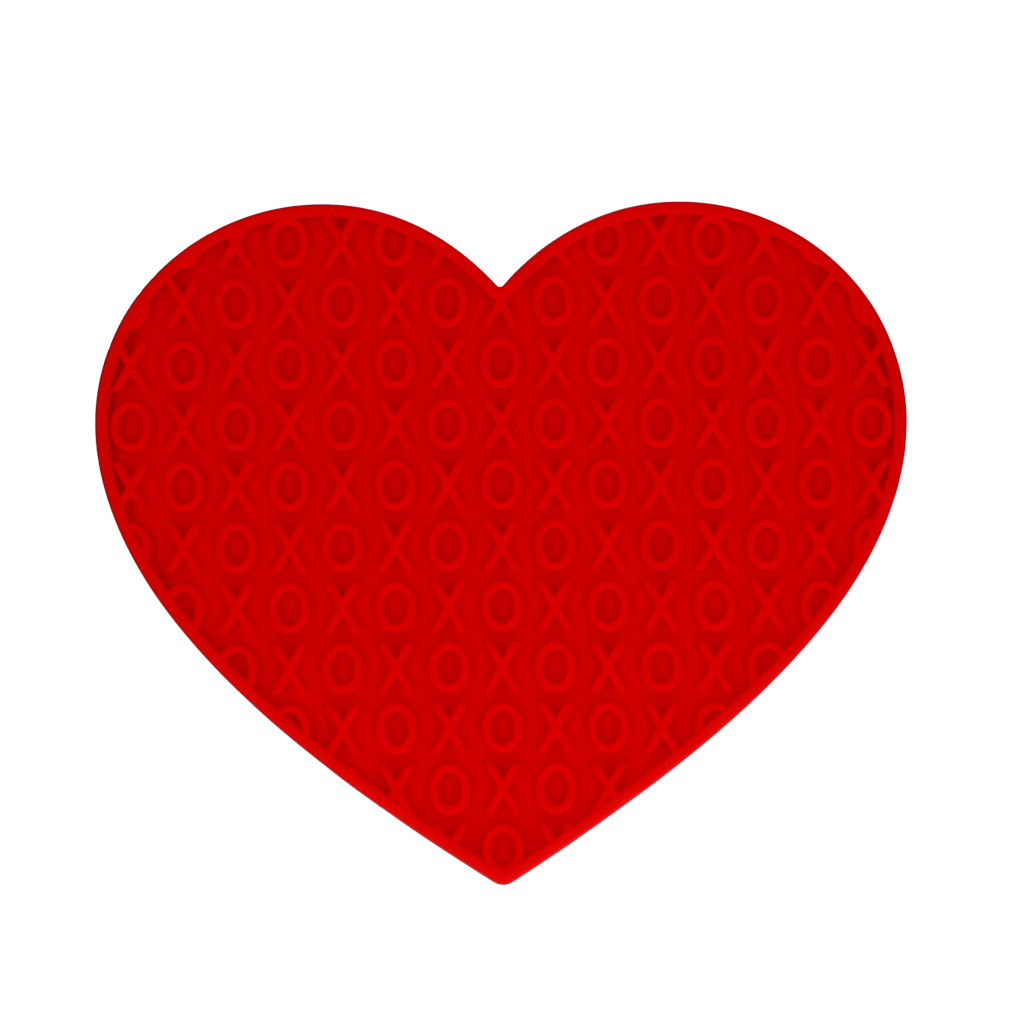 Tapis à lécher en forme de cœur rouge