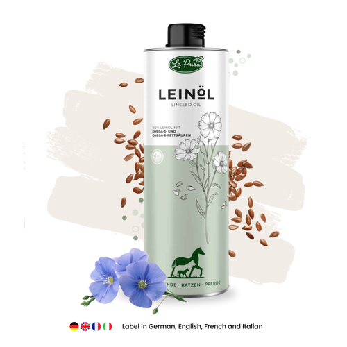 Huile de lin LaPura 1000 ml pour chiens, chats et chevaux