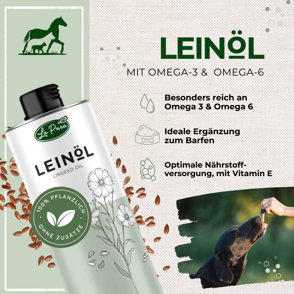 Huile de lin LaPura 1000 ml pour chiens, chats et chevaux Kauartikel.com GmbH