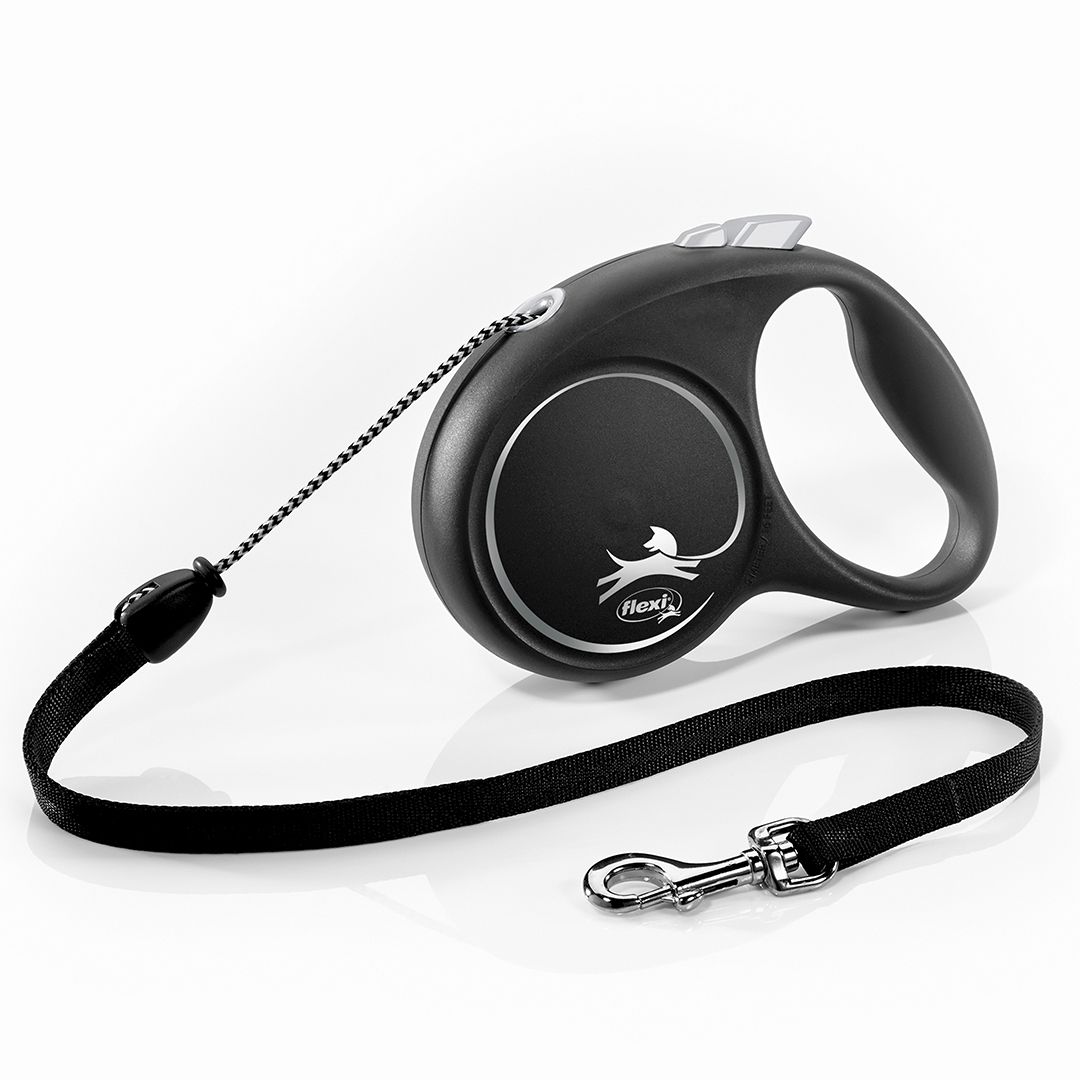 Flexi Rollijn Black Design - Koord - Zwart & Zilver