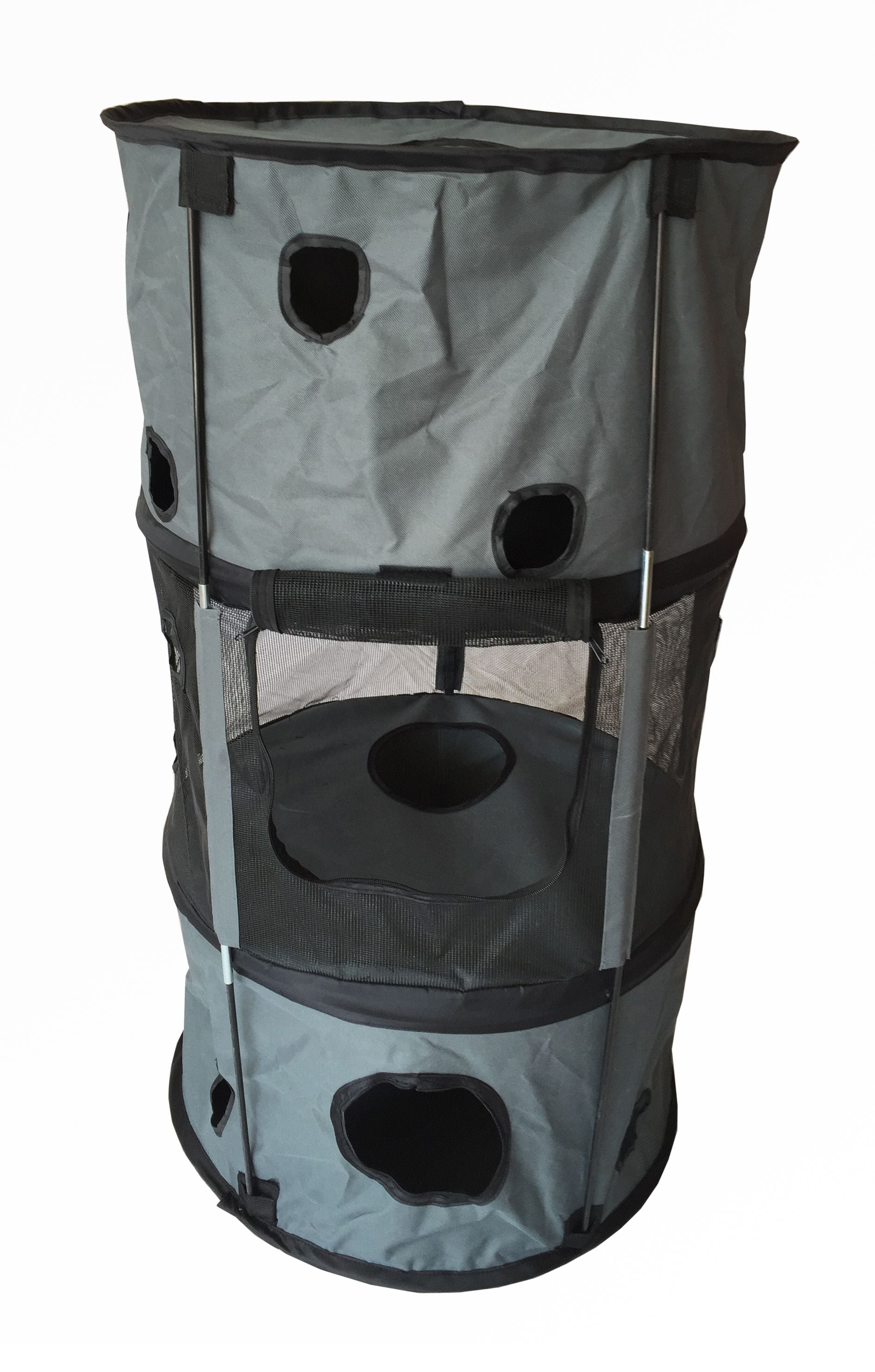 Speeltunnel Cat Life | Kattenleeftunnel Nylon - 55 x 55 x 100 CM - Antraciet