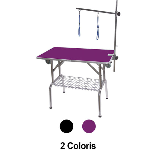 Table de toilettage pliante à potence simple avec roulettes – Phoenix Universal – 95 x 55 cm