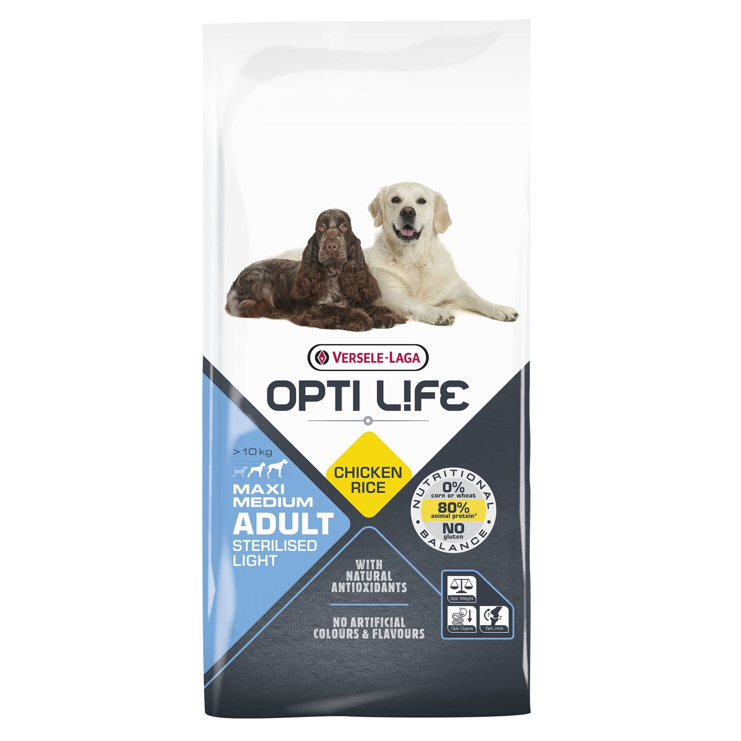 Croquettes Opti Life Light Stérilisé Medium et Maxi au poulet 12,5 kg