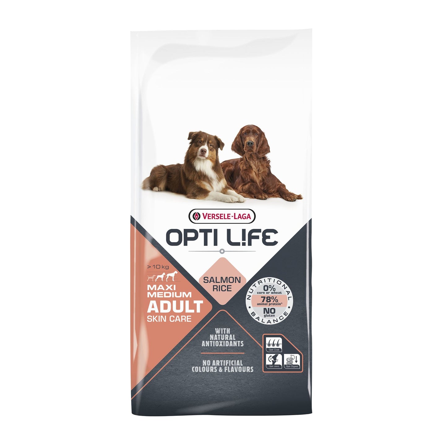 Croquettes Opti Life Skin Care Medium et Maxi au saumon 12,5 kg
