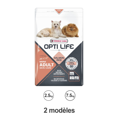 Croquettes Opti Life Skin Care Mini au Saumon – Petit Chien, 2,5 kg